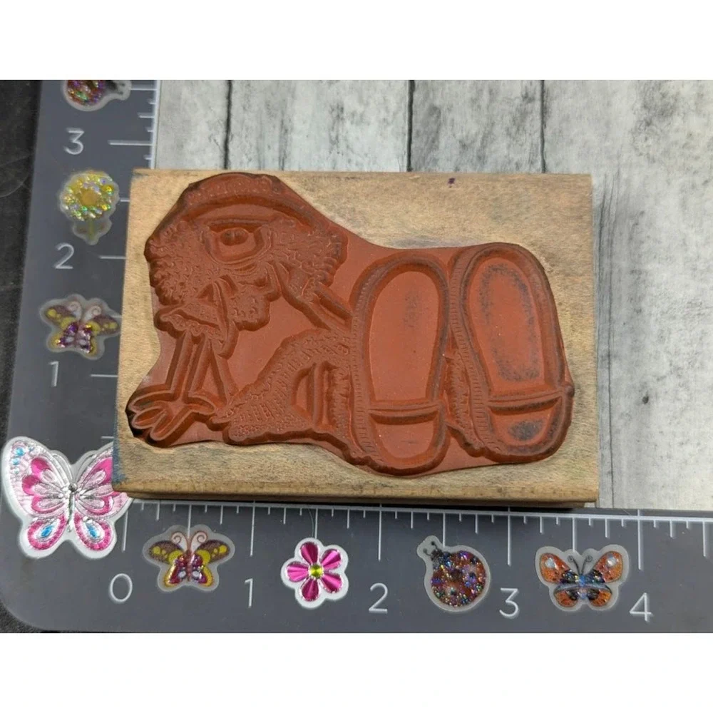 Love You To Bits Stitched Girl Dress Hat Rubber Stamp Wood #H97
